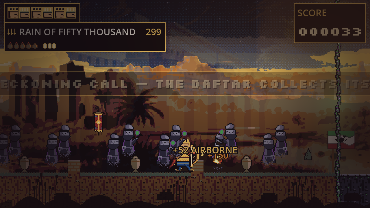 A muster of grey, nameless Daftar ranks closing in among ruins