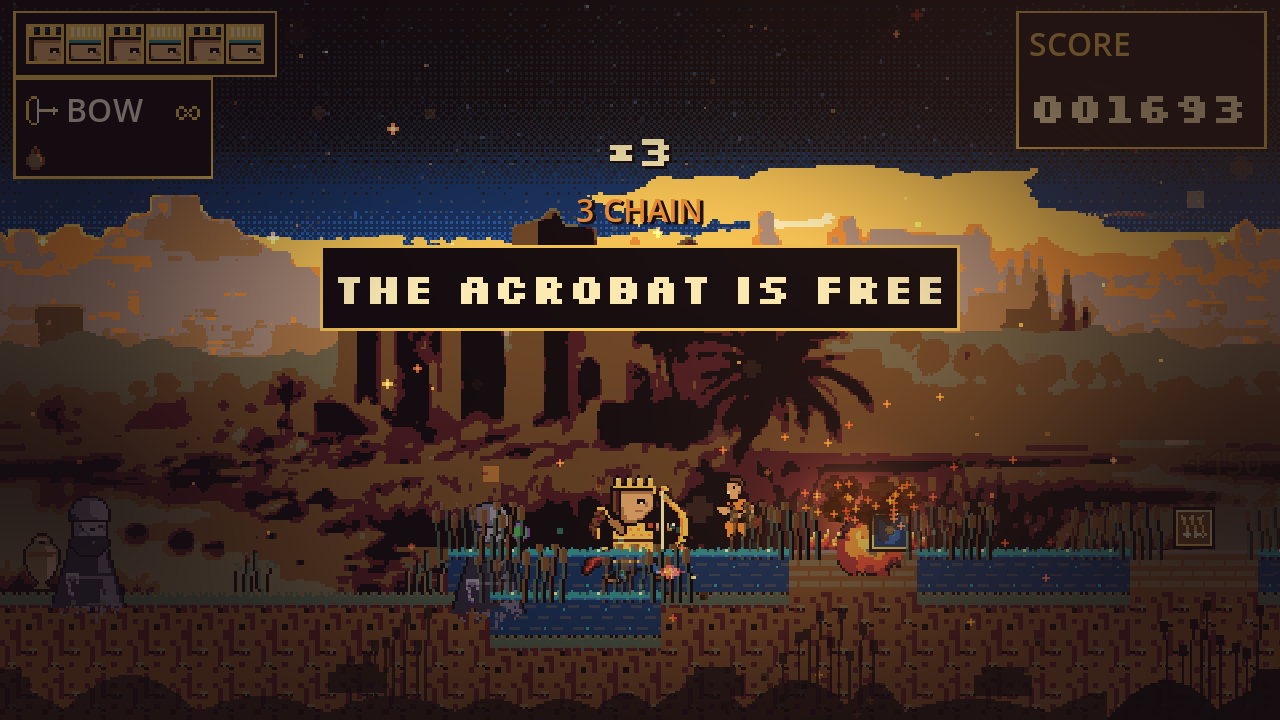 A rescue celebration banner: THE ACROBAT IS FREE